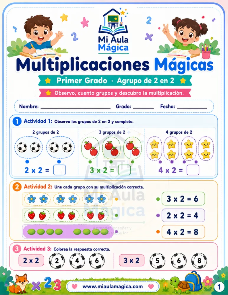 Multiplicaciones mágicas para practicar grupos de 2 3 y 4