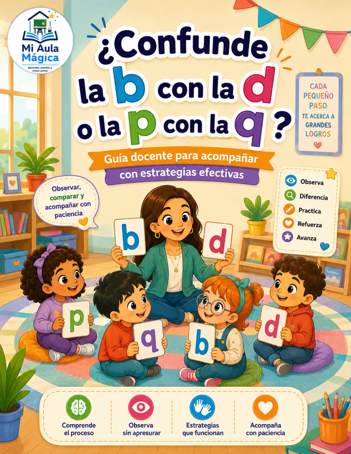 Niño que confunde la b con la d y aprende a distinguir letras de formas similares